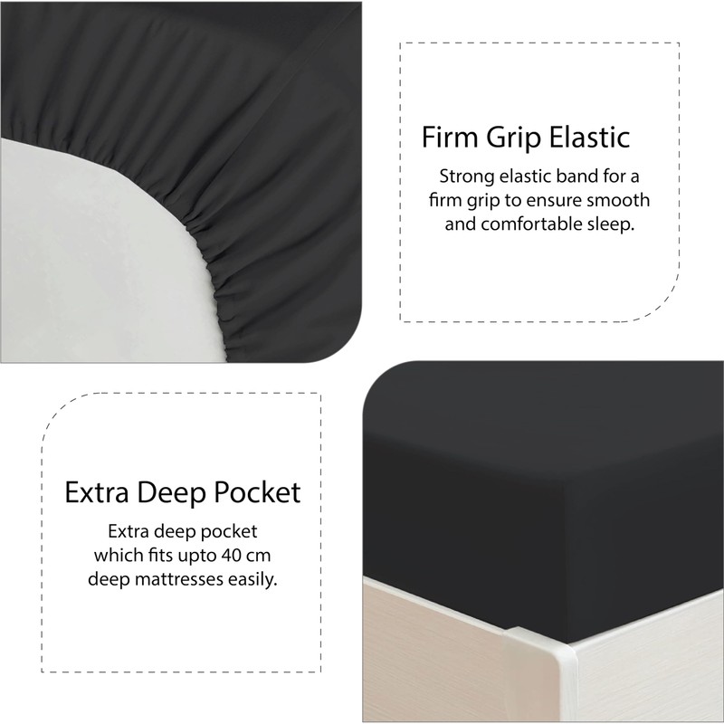 Ev Dekor Double Fitted Sheet Soft 100% Microfiber 40cm extra