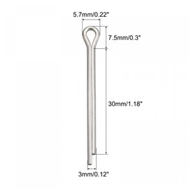 sourcing map Split Cotter Pin, 3mm x 30mm 316 Stainless Steel Clip Fastener Fitting for Automotive, Mechanics, Silver Tone, 5Pcs