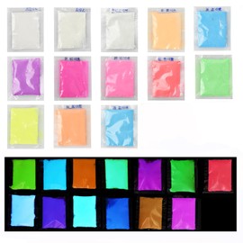 Fluorescent Powder for Epoxy Resin, 13 Colours Fluorescent Pigments, Fluorescent Luminous Powder, Glow in the Dark Colours, Glow in the Dark Colours for Nail Art, Painting, DIY 10 g