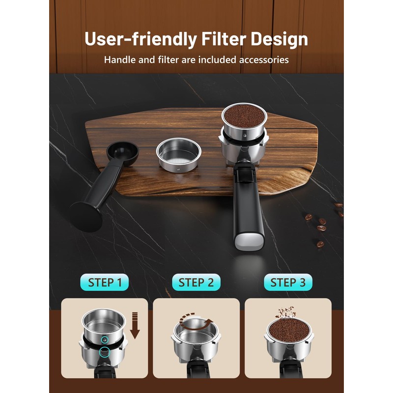 RELEXNOW Espresso Machine, 20 Bar Professional Espresso Coffee Maker with
