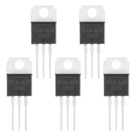 sourcing map 5 Pcs Bidirectional Thyristor BTA16-800B TO-220 800V 16A Rail Silicon Controlled Rectifiers for Electronic Instruments Smart Home Appliances Drones
