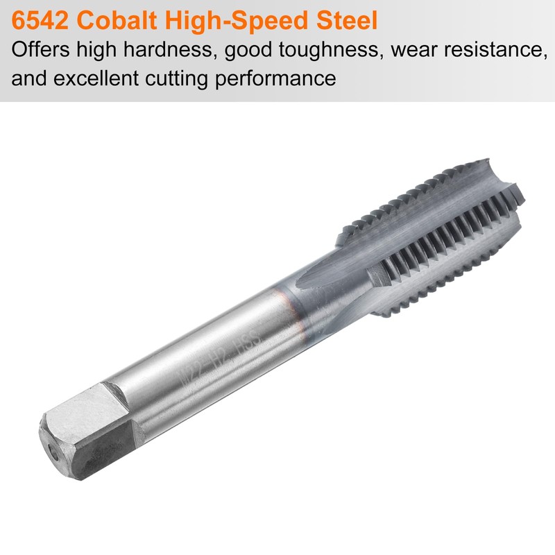 HARFINGTON M22x2.5 Metric Thread Tap 6542 Cobalt High-Speed Steel TiCN