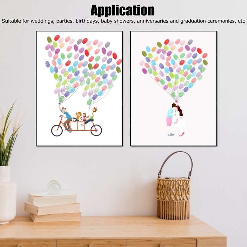 2Set Cartoon Pattern Fingerprint Painting DIY Signature Guest Book Wedding