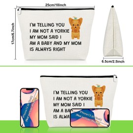 Yorkie Dog Gifts Makeup Bag Pet Lover Gifts for Women Yorkie Mom Owner Cosmetic Bag Thank You Present for Yorkshire Terrier Animal Dog Lovers Best Friend Christmas Mothers Day Present Travel Pouch