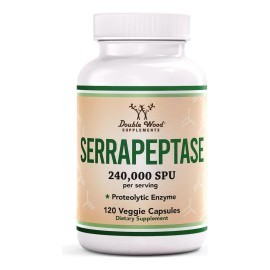 Double Wood Serrapeptasa 240,000 Spu 120 Cápsula Frasco Sabor Sin Sabor