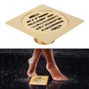 QANYEGN Gold Bathroom Drain, Copper Shower Floor Drain, Brass Shower