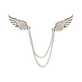 Brooch Lapel Pin for Men Silver Crystal Wing Brooch with Hanging Chain Lapel Pin Badge Coat Suit Wedding Gift Party Shirt Collar Accessories