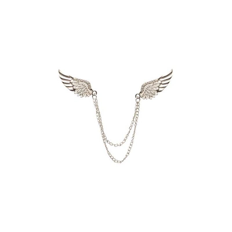 Brooch Lapel Pin for Men Silver Crystal Wing Brooch with