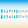 Summer Blue White Press on Nails Coffin Fake Nails Medium