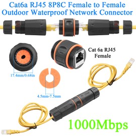 QIANRENON Cat6a RJ45 Netzwerk Wasserdichter Anschluss RJ45 8P8C Buchse auf Buchse Ethernet Draußen Versiegelt Koppler Extender IP68, mit Abschirmung, M23, für Outdoor Netzwerke LAN PoE LED