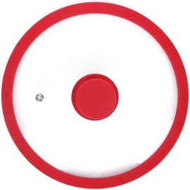 Silicon Glass Lid for Pot,Pan,Skillet Fits 8"(20CM) Cookware Silicon lid Dishwasher Safe, Replacement Lid Vented Tempered Glass with Heat Resistant Silicone Rim By HR Huare Technology, Red,1 Pack…