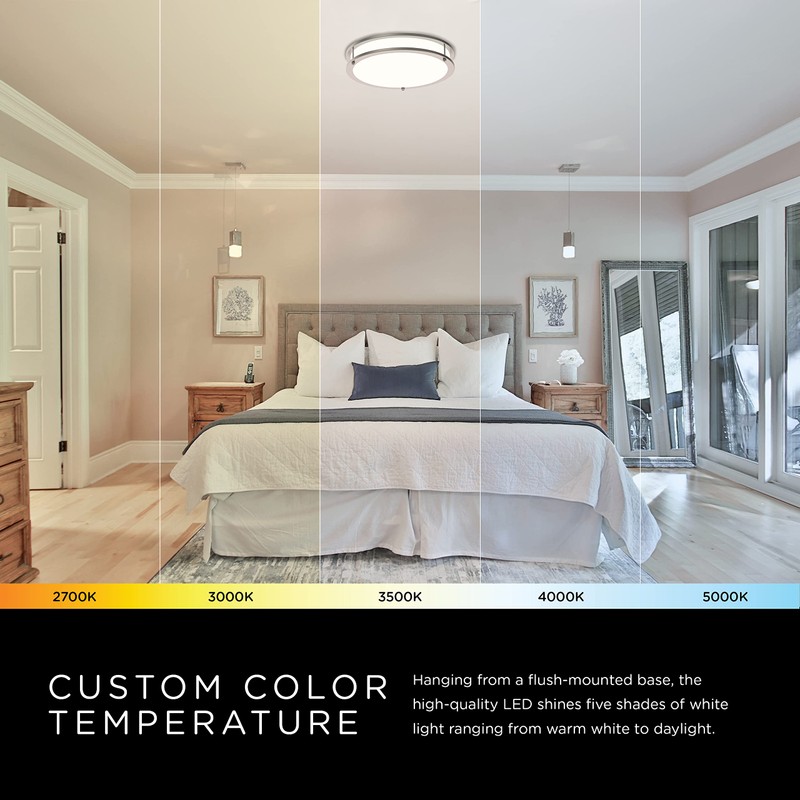 ENBRIGHTEN Premium Flush Mount LED Ceiling Light Fixture, Adjustable Color