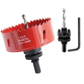LAIWEI Hole Saw 95 mm, Heavy Duty Mandrel Hole Drill, 4341 Drill, Hole Cutter for Drilling Holes in Wood, Aluminium, PVC and Other Materials, Drilling Tools