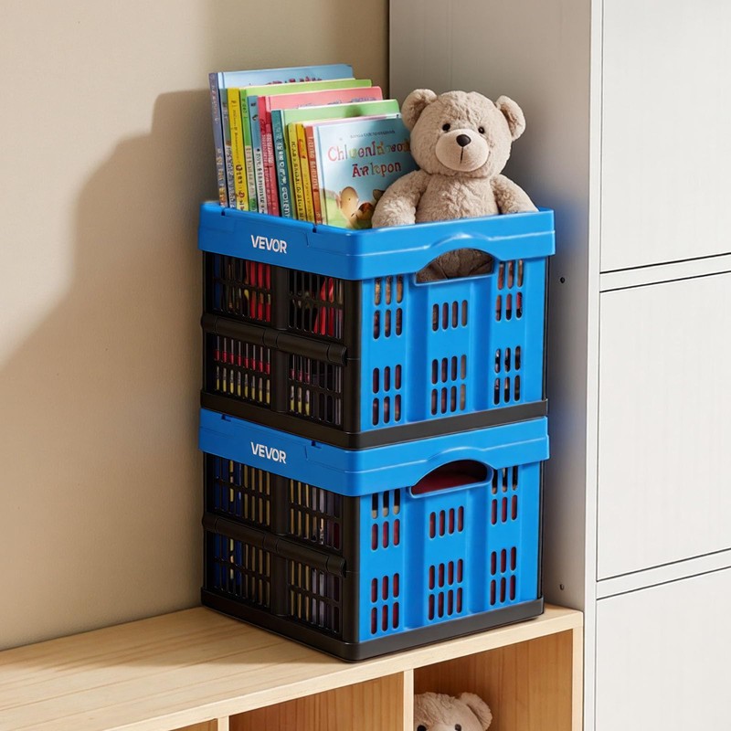 VEVOR Plastic Collapsible Storage Bins, 25L 3 Packs, Stackable Folding