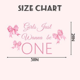 Gostman Girls Just Wanna Be One Decal - Girls Just Wanna Be One Birthday Party Decorations Decal,Pink Bow Sign First Birthday Party Supplies Decal (Girls One Decal)