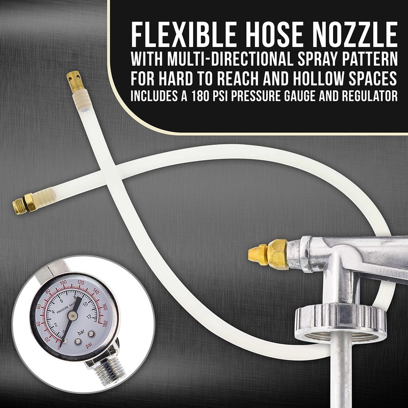 TCP Global Air Undercoating Spray Gun with Gauge, Includes 22"
