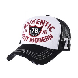 WITHMOONS Vintage Baseball Cap Meshed Distressed Trucker Hat KR1627 (White)