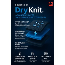 TOP-EX Dryknit Mens Winter Beanie Hat with Brim – 50% Merino Wool, Fleece Lined, Waterproof Knit Cap for Gifts & Cold Weather Grey XL/XXL