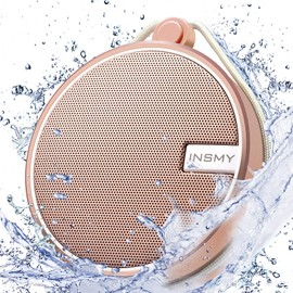 INSMY Portable IPX7 Waterproof Bluetooth Speaker, Wireless Outdoor Speaker Shower Speaker, with HD Sound, Support TF Card, Suction Cup, 12H Playtime, for Kayaking, Boating, Hiking (Cashmere Pink)