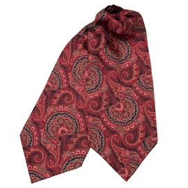 Elizabetta Men's 100% Silk Ascot Ties, Day Cravat Neckties, Handmade in Italy - Paisley Red
