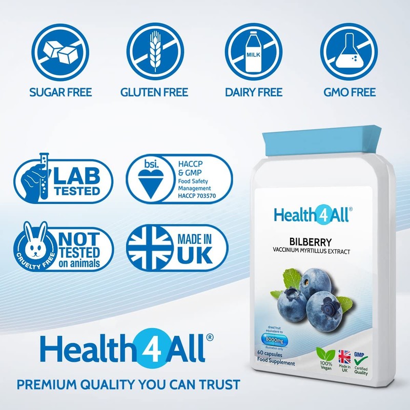 Bilberry Strong Extract 8,000mg 120 Capsules (V) Vegan Capsules (not