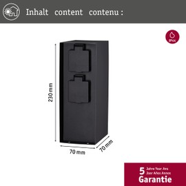 Paulmann Paulmann 94657 Au?enleuchte Steckdosens?ule Rio 2-fach IP44 eckig max. 3.650 W Anthrazit Strom im Garten Metall Verteiler