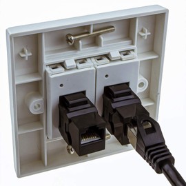 kenable Through Coupler Faceplate Cat6 2 Port RJ45 Socket Network UK Plate
