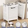 Collapsible Laundry Baskets, Laundry Basket with Wheels, Large Rolling Laundry