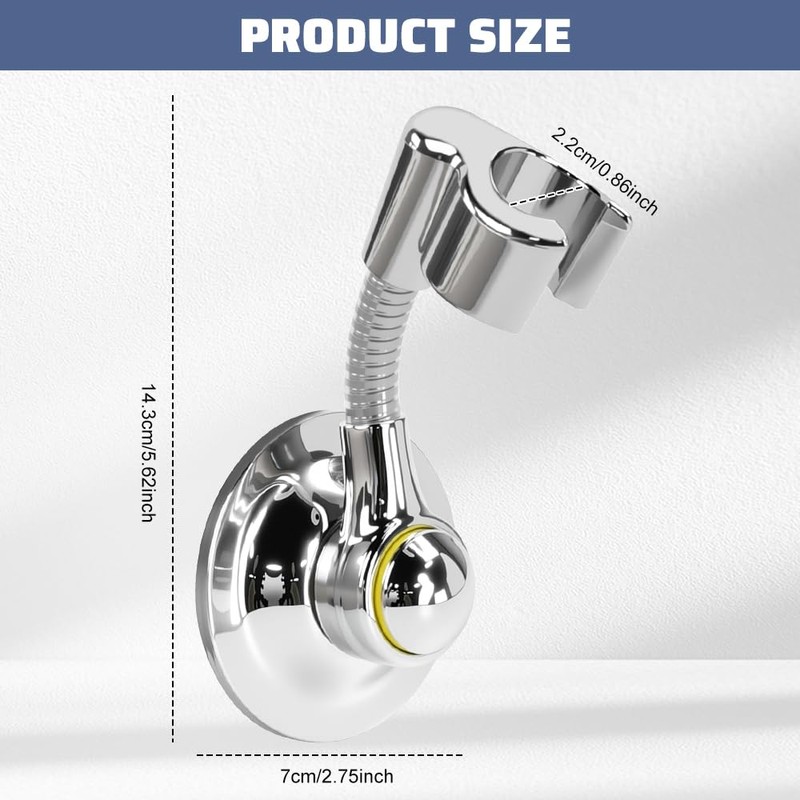 VGECEE Shower Head Holder No Drilling Suction Cup 360° Rotatable