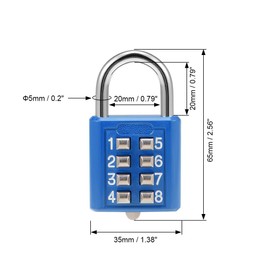 sourcing map 8-Digit Combination Padlock Push Button Lock for Locker Cabinet Blue 2Pcs