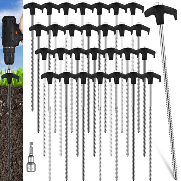Hicarer 20 Pcs 12 Inch Screw in Tent Stakes Inflatable