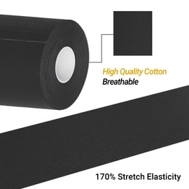 LiangMai Kinesiotapes - 3 Rolls 5 cm x 5 m Kinesiology Tape Kinesiology Tape Black Waterproof & Elastic Physio Tape & Sports Tape - Skin-Friendly Tapes for Sports Knee Shoulder Elbow