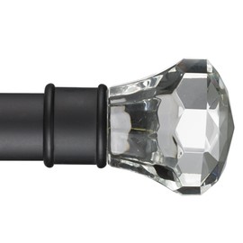 Infinette Digital 1-1/8 Inch Diameter Single Decorative Window Curtain Rod Set, 96 Inch, Black