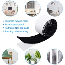 Shappy 2 Packs Felt Strips with Adhesive Backing Felt Tape Roll Non Slip Self Adhesive Cuttable Furniture Pads for Protecting Hardwood Floors, Chairs, Wall(Black,120 x 2 x 0.12 Inch)