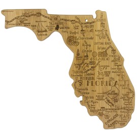 Totally Bamboo Destination Florida State Shaped Serving and Cutting Board, Includes Hang Tie for Wall Display