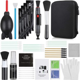 Zacro 65 en 1 Kits Limpieza Cámara Reflex Profesional para Cámaras Réflex y Lente Optica Cámaras Digitales DSLR Rebel EOS,Olympus,Carcasa Impermeable para Cámaras,Computadora,Teléfono Negra