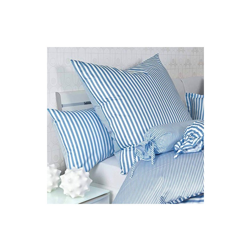 Janine Design Striped Bed Linen Modern Classic Light Blue Pillowcase