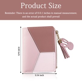 FuninCrea Women's Purse, Small Purse Women's with Metal Press Stud and Zip, Leather Wallet with Coin Pocket, Multifunctional Women's Wallet Bifold Credit Card Holder (Pink), pink, Minimalist