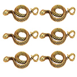 ALHBEJT Brass Statues Small Brass Metal Statue Ornament Animal Figurines Home Office Decor Metal Desktop Ornament Wall Art Gifts (6PCS Snake)