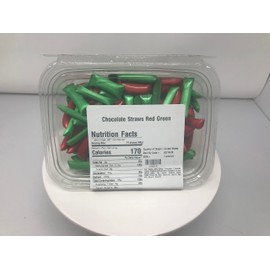 Old Fashion Chocolate Straws Red and Green 1 pound chocolate filled straws