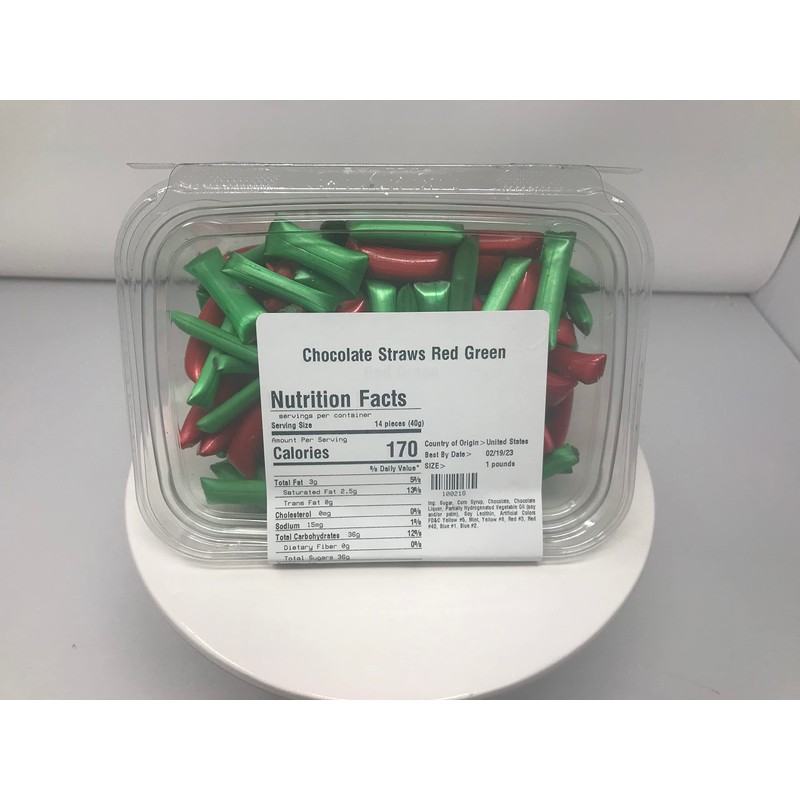 Old Fashion Chocolate Straws Red and Green 1 pound chocolate