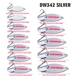 PROBEROS Metal Cuchara Lure Bass Cebos Tackle 10 Diferentes Pesos Cuchara de Metal Pesca Señuelos para Pesca Anzuelo 10pcs, Plateado