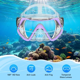 Snorkeling Gear Set for Adults – Dry Top Snorkel Set, Panoramic Anti-Fog Mask, Adjustable Swim Fins – Travel Diving Kit with Storage Bag