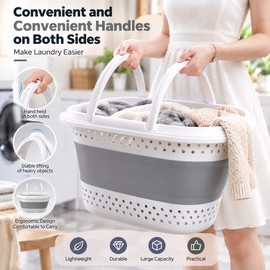Collapsible Plastic Laundry Basket for Dirty Clothes Storage – Space-Saving Foldable Hamper for Bathroom & Laundry Room