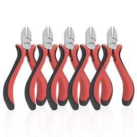 HOUSERAN Wire Cutters 4"/11cm-5 Pack Side Cutters for Jewelry Making with Spring Loaded for DIY, Craft, Repairing