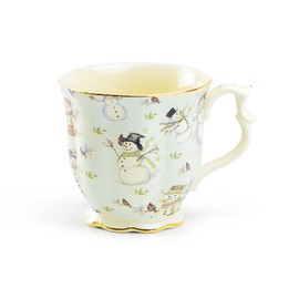 Grace Teaware Holiday Snowman Mug Porcelain with Gold Trim Christmas Traditional