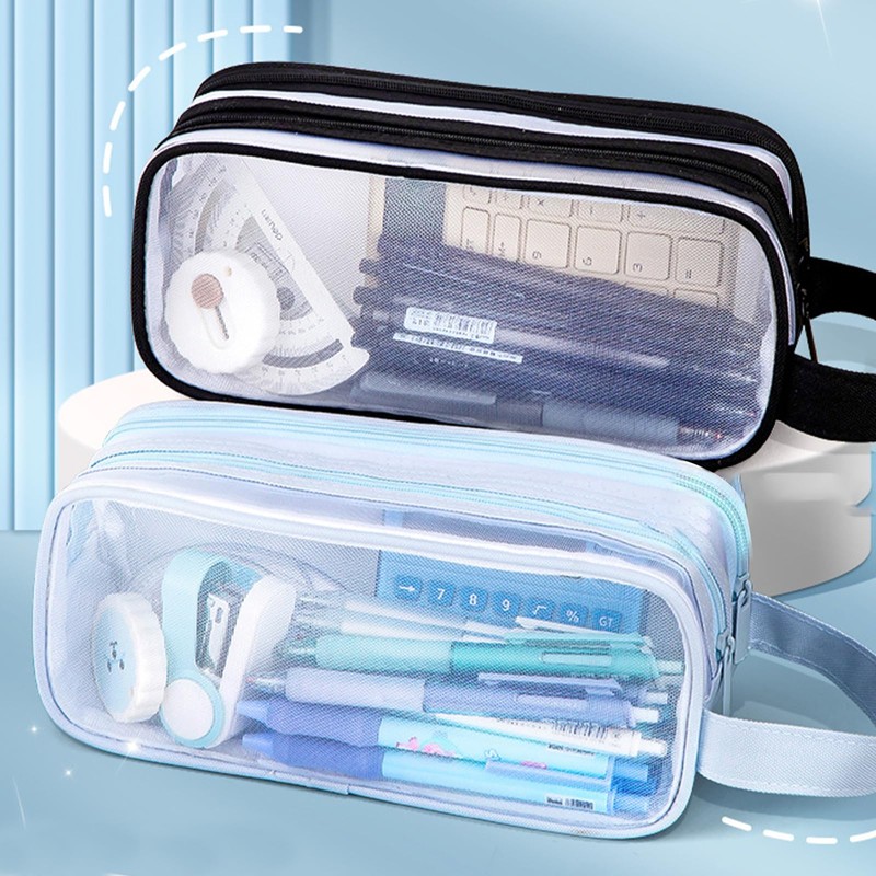 MLPKOI 2 PCS Clear Pencil Case for Exams, Transparent Pencil