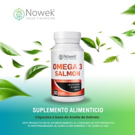 Nowek | Omega 3 con 160 mg EPA y 220 mg DHA por Porción | 60 Cápsulas Softgels | Suplemento Alimenticio en Cápsulas Blandas | Fórmula sin Aditivos | No exceder dosis recomendada