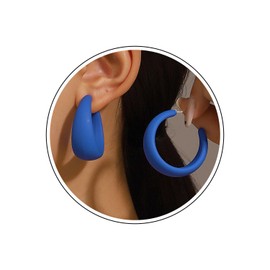 Wendalern Large Acrylic Hoop Earrings C Shaped Resin Hoop Earrings Chunky Open Hoop Earrings Cute Candy Geometric Earrings Jewelry for Women Girls (Blue)