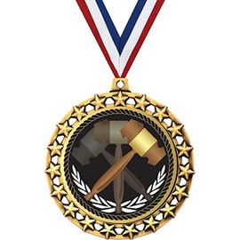 Lawyer Medal, 2 1/2" Galaxy Star Law School Gavels Medals, Great Judge Awards 1 Pack Prime